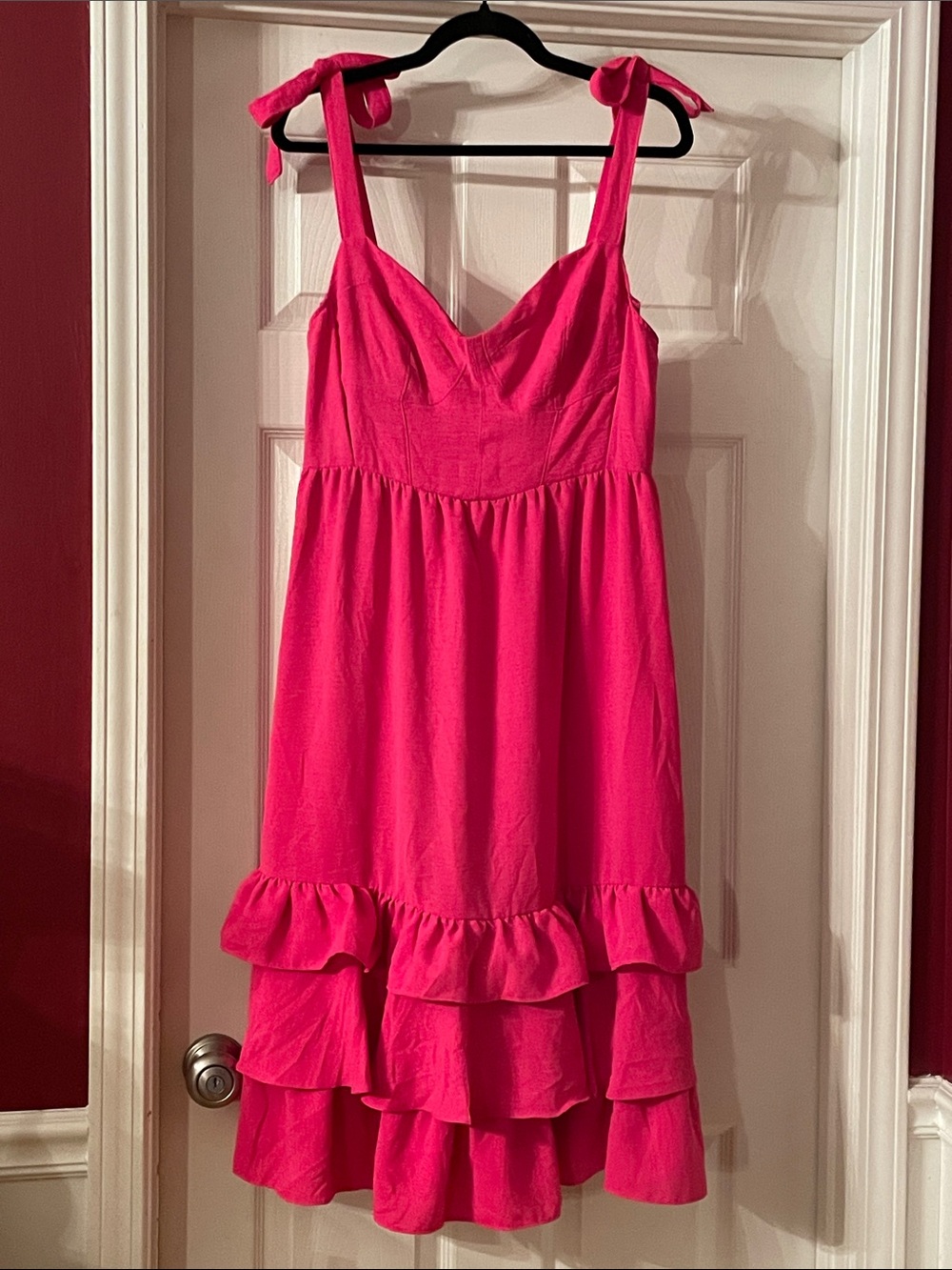 sofia by sofia vergara Bright Pink Ruffle Top